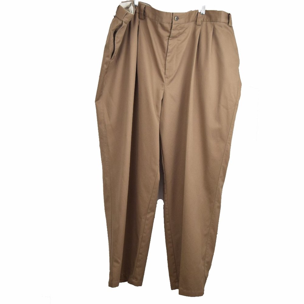 DXL Oak Hill Premium Pant Men 56W 32L Waist Relaxer Pleated Khaki Beige Office